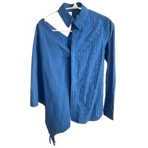 FACETASM Blue Pinstripe Deconstructed Asymmetrical Shirt Size 1 SM Made in Japan